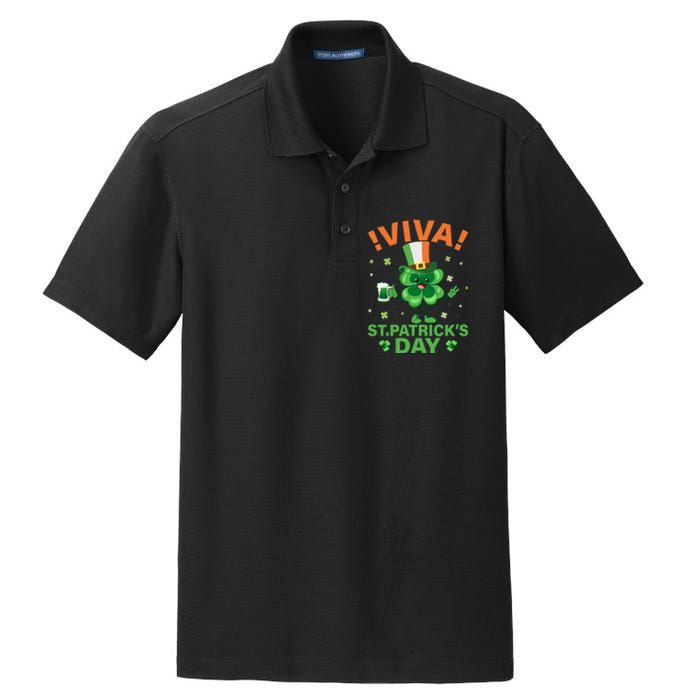 Viva St Patricks Day Funny Drink Dry Zone Grid Polo