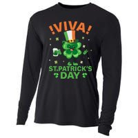 Viva St Patricks Day Funny Drink Cooling Performance Long Sleeve Crew