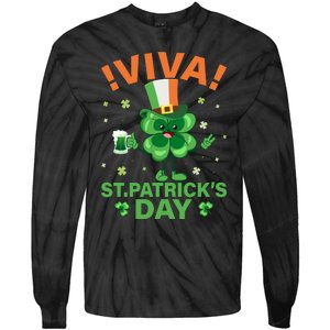 Viva St Patricks Day Funny Drink Tie-Dye Long Sleeve Shirt