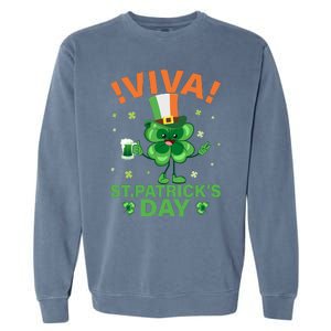 Viva St Patricks Day Funny Drink Garment-Dyed Sweatshirt