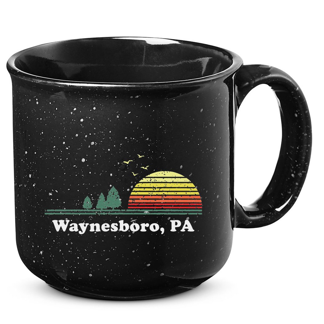 Vintage Sunset Pine Tree Waynesboro Pennsylvania Souvenir 15oz Campfire Ceramic Mug
