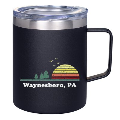 Vintage Sunset Pine Tree Waynesboro Pennsylvania Souvenir 12oz Stainless Steel Coffee Mug