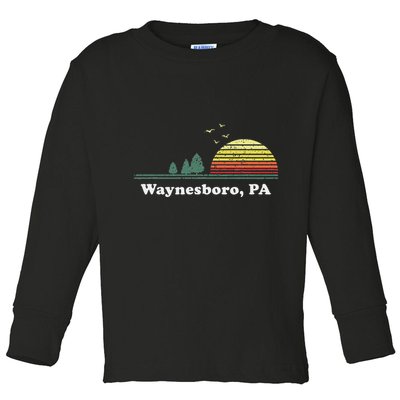 Vintage Sunset Pine Tree Waynesboro Pennsylvania Souvenir Toddler Long Sleeve Shirt
