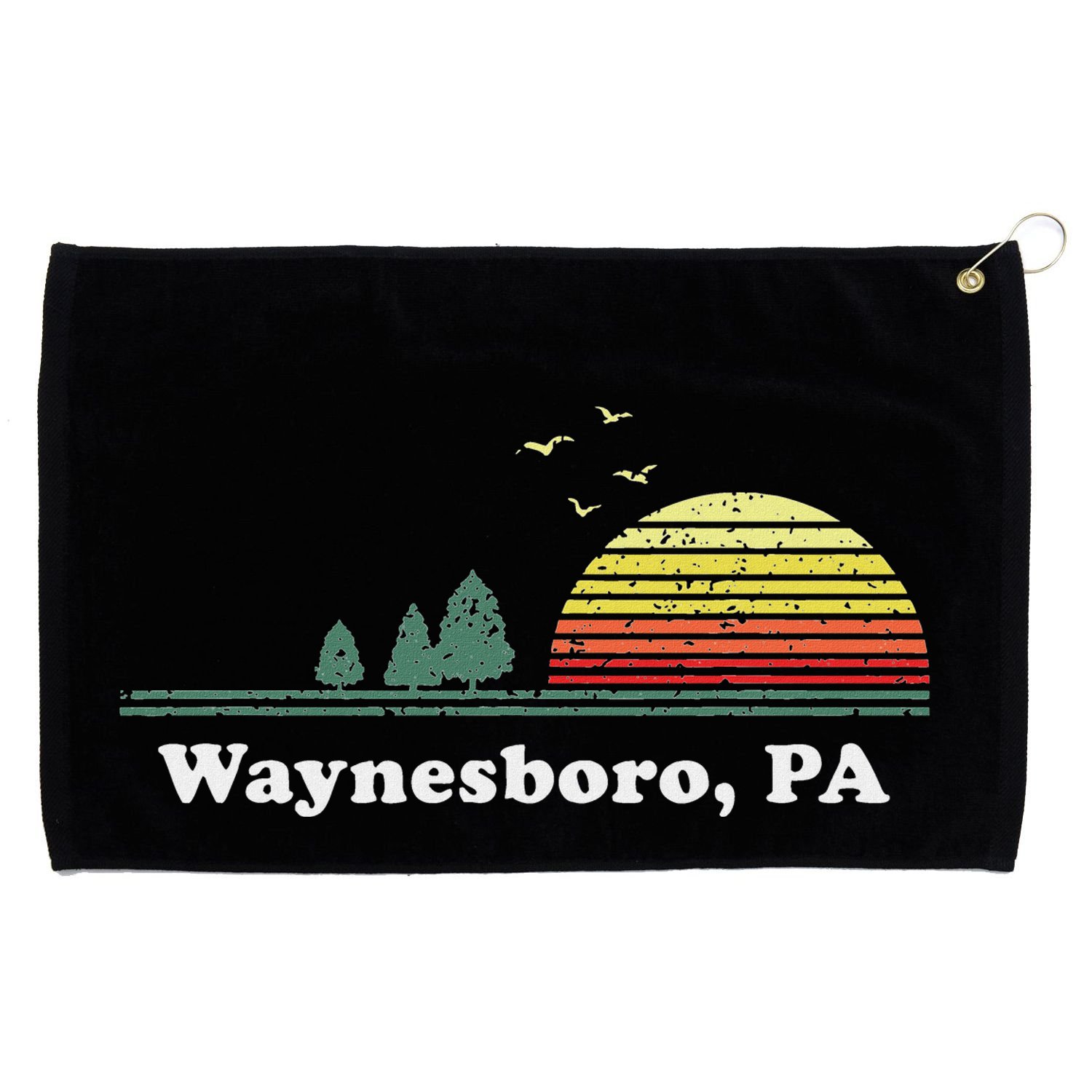 Vintage Sunset Pine Tree Waynesboro Pennsylvania Souvenir Grommeted Golf Towel