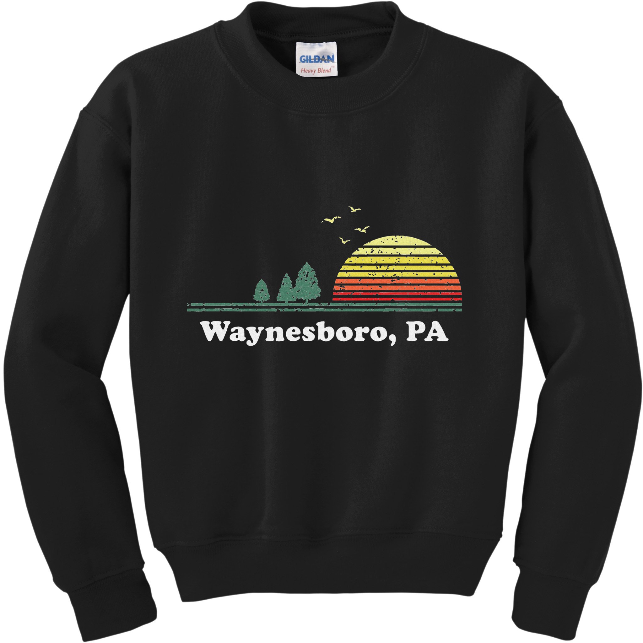Vintage Sunset Pine Tree Waynesboro Pennsylvania Souvenir Kids Sweatshirt