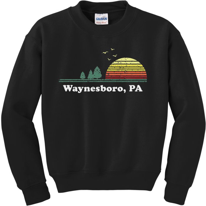 Vintage Sunset Pine Tree Waynesboro Pennsylvania Souvenir Kids Sweatshirt