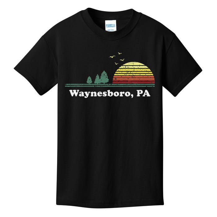 Vintage Sunset Pine Tree Waynesboro Pennsylvania Souvenir Kids T-Shirt