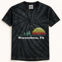 Vintage Sunset Pine Tree Waynesboro Pennsylvania Souvenir Kids Tie-Dye T-Shirt