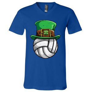 Volleyball St Patricks Day Leprechaun Ball Sports Gift V-Neck T-Shirt