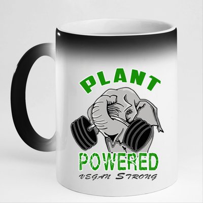 Vegan Strong Plant Powered Elephant Healthy Lifestyle Gift 11oz Black Color Changing Mug