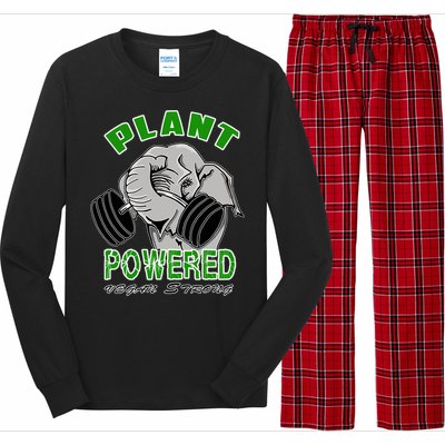 Vegan Strong Plant Powered Elephant Healthy Lifestyle Gift Long Sleeve Pajama Set