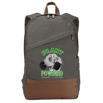 Vegan Strong Plant Powered Elephant Healthy Lifestyle Gift Cotton Canvas Backpack