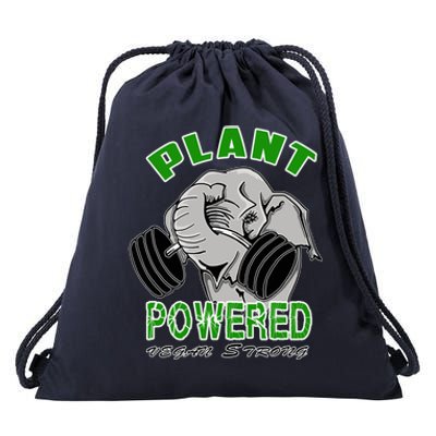 Vegan Strong Plant Powered Elephant Healthy Lifestyle Gift Drawstring Bag