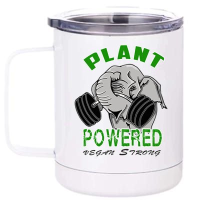 Vegan Strong Plant Powered Elephant Healthy Lifestyle Gift 12 oz Stainless Steel Tumbler Cup