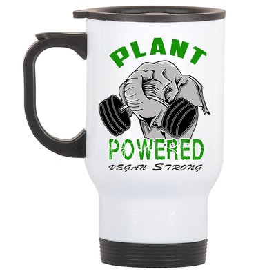 Vegan Strong Plant Powered Elephant Healthy Lifestyle Gift Stainless Steel Travel Mug