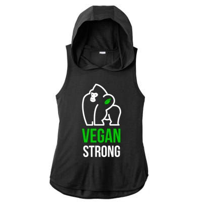 Vegan Strong Plant Powered Gorilla Vegan Lifestyle Funny Gift Ladies PosiCharge Tri-Blend Wicking Draft Hoodie Tank