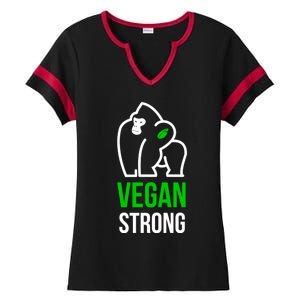 Vegan Strong Plant Powered Gorilla Vegan Lifestyle Funny Gift Ladies Halftime Notch Neck Tee