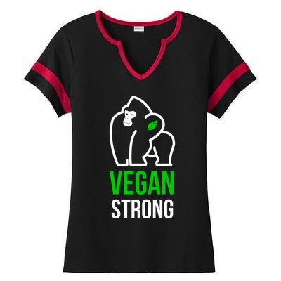 Vegan Strong Plant Powered Gorilla Vegan Lifestyle Funny Gift Ladies Halftime Notch Neck Tee