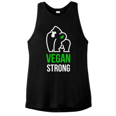 Vegan Strong Plant Powered Gorilla Vegan Lifestyle Funny Gift Ladies PosiCharge Tri-Blend Wicking Tank