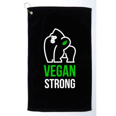 Vegan Strong Plant Powered Gorilla Vegan Lifestyle Funny Gift Platinum Collection Golf Towel