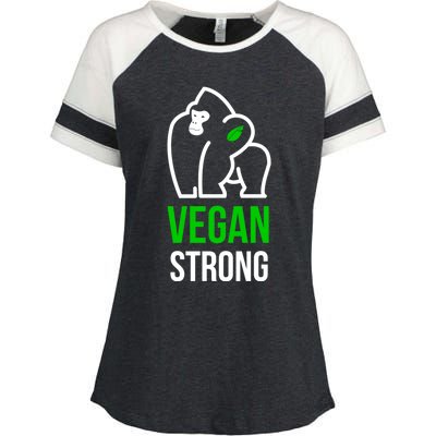 Vegan Strong Plant Powered Gorilla Vegan Lifestyle Funny Gift Enza Ladies Jersey Colorblock Tee