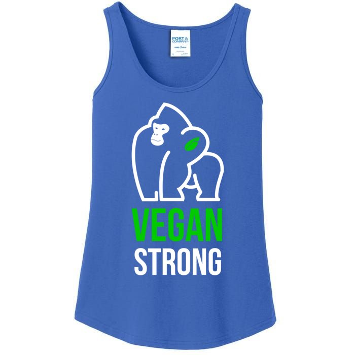 Vegan Strong Plant Powered Gorilla Vegan Lifestyle Funny Gift Ladies Essential Tank