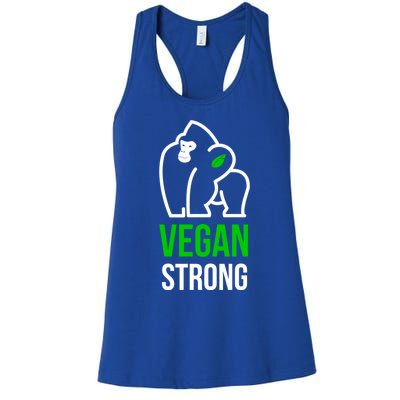 Vegan Strong Plant Powered Gorilla Vegan Lifestyle Funny Gift Women's Racerback Tank