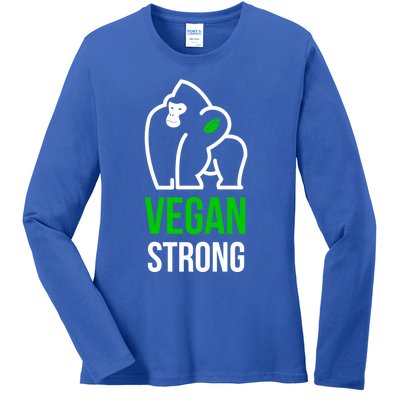 Vegan Strong Plant Powered Gorilla Vegan Lifestyle Funny Gift Ladies Long Sleeve Shirt