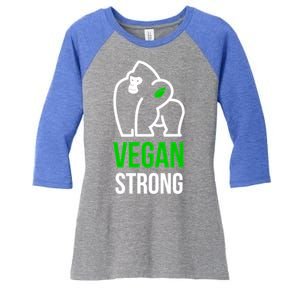 Vegan Strong Plant Powered Gorilla Vegan Lifestyle Funny Gift Women's Tri-Blend 3/4-Sleeve Raglan Shirt