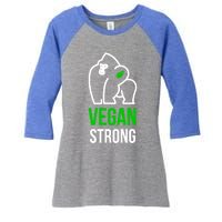 Vegan Strong Plant Powered Gorilla Vegan Lifestyle Funny Gift Women's Tri-Blend 3/4-Sleeve Raglan Shirt