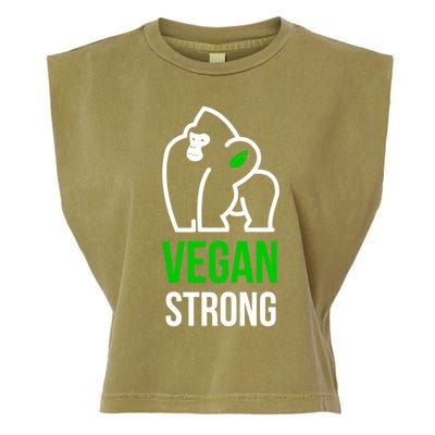 Vegan Strong Plant Powered Gorilla Vegan Lifestyle Funny Gift Garment-Dyed Women's Muscle Tee