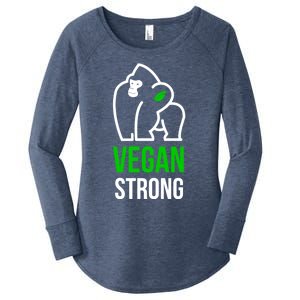 Vegan Strong Plant Powered Gorilla Vegan Lifestyle Funny Gift Women's Perfect Tri Tunic Long Sleeve Shirt