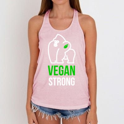 Vegan Strong Plant Powered Gorilla Vegan Lifestyle Funny Gift Women's Knotted Racerback Tank