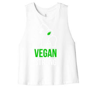 Vegan Strong Plant Powered Gorilla Vegan Lifestyle Funny Gift Women's Racerback Cropped Tank