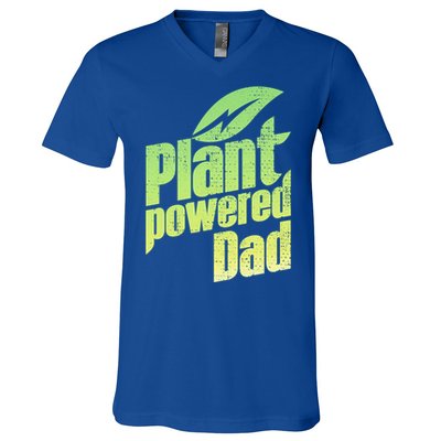 Vegan Strong Plant Powered Super Dad Workout Cute Gift V-Neck T-Shirt