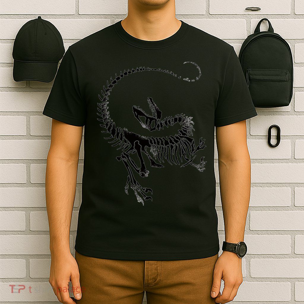 Velociraptor Skeleton Print T-Shirt