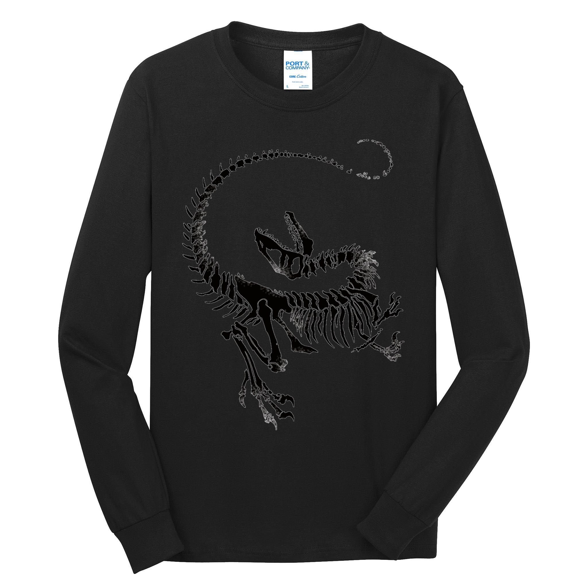 Velociraptor Skeleton Print Tall Long Sleeve T-Shirt