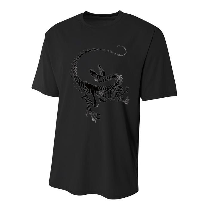 Velociraptor Skeleton Print Youth Performance Sprint T-Shirt