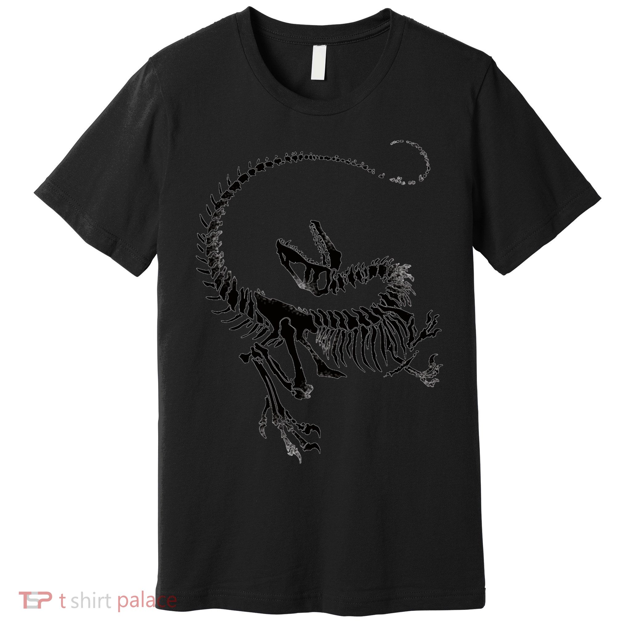 Velociraptor Skeleton Print Premium T-Shirt
