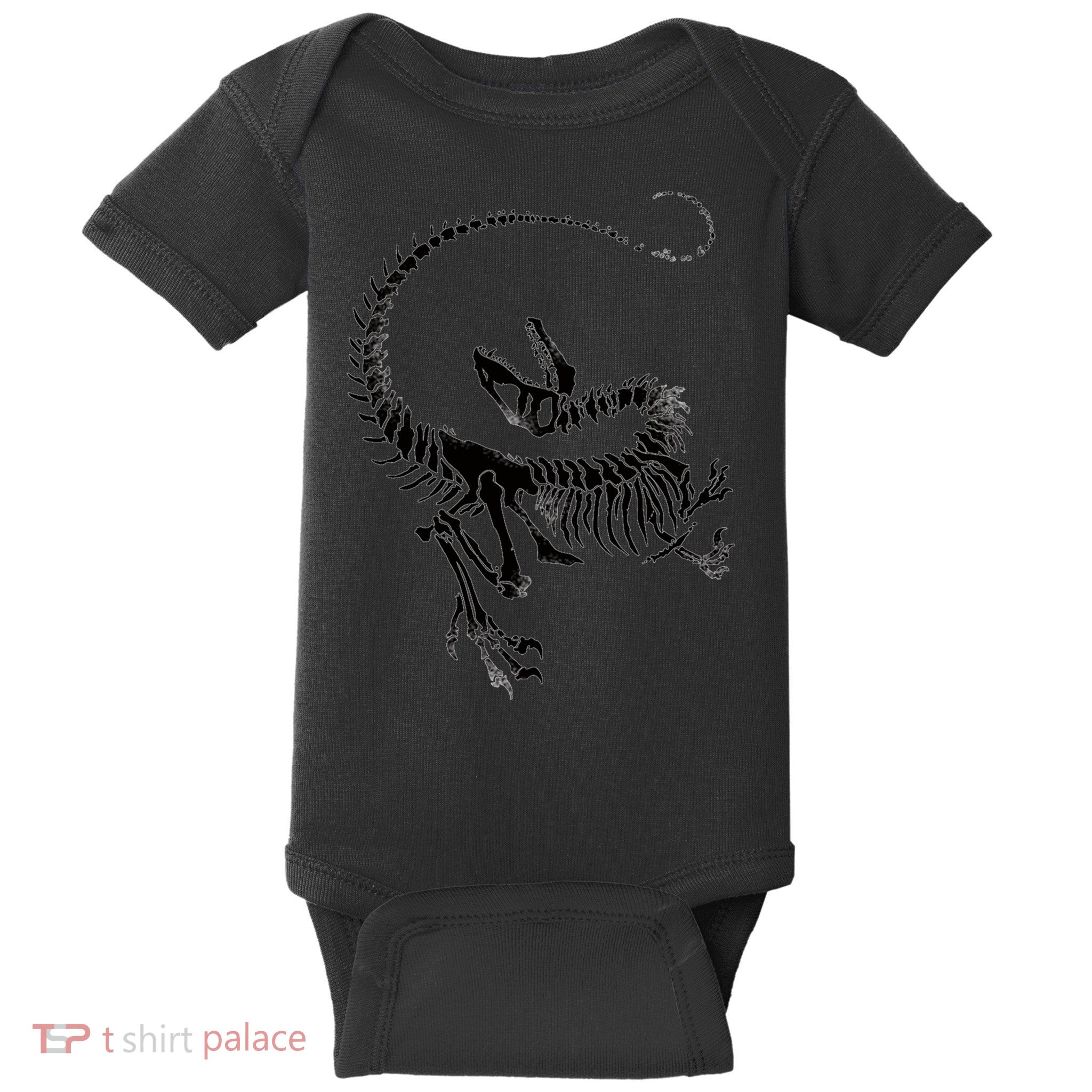 Velociraptor Skeleton Print Baby Bodysuit