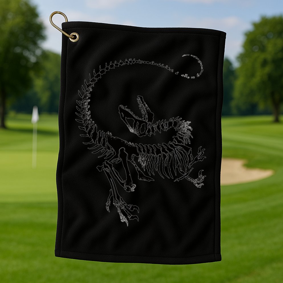 Velociraptor Skeleton Print Golf Towel