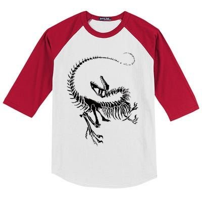 Velociraptor Skeleton Print Kids Colorblock Raglan Jersey