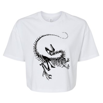 Velociraptor Skeleton Print Bella+Canvas Jersey Crop Tee