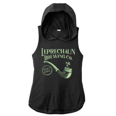 Vintage St Patrick's Day Leprechaun Brewing Co Premium Lucky Spirits Ladies PosiCharge Tri-Blend Wicking Draft Hoodie Tank