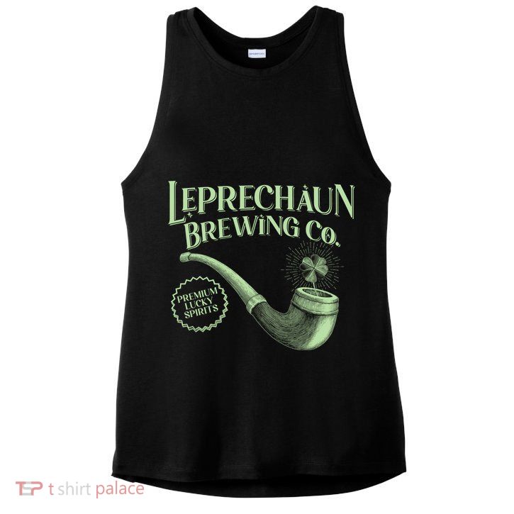 Vintage St Patrick's Day Leprechaun Brewing Co Premium Lucky Spirits Ladies PosiCharge Tri-Blend Wicking Tank