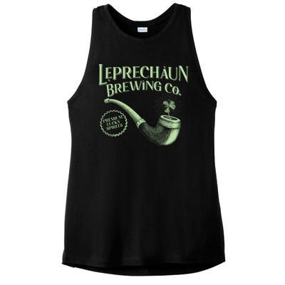 Vintage St Patrick's Day Leprechaun Brewing Co Premium Lucky Spirits Ladies PosiCharge Tri-Blend Wicking Tank