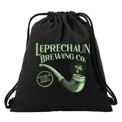 Vintage St Patrick's Day Leprechaun Brewing Co Premium Lucky Spirits Drawstring Bag