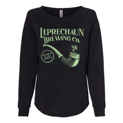 Vintage St Patrick's Day Leprechaun Brewing Co Premium Lucky Spirits Womens California Wash Sweatshirt