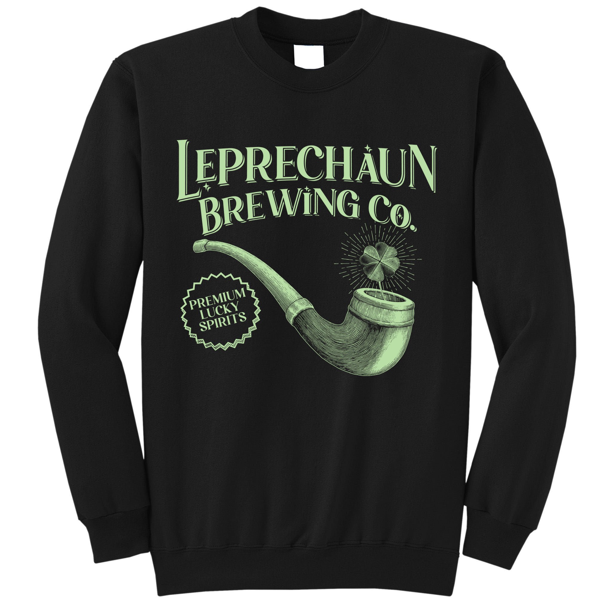 Vintage St Patrick's Day Leprechaun Brewing Co Premium Lucky Spirits Tall Sweatshirt