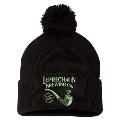 Vintage St Patrick's Day Leprechaun Brewing Co Premium Lucky Spirits Pom Pom 12in Knit Beanie